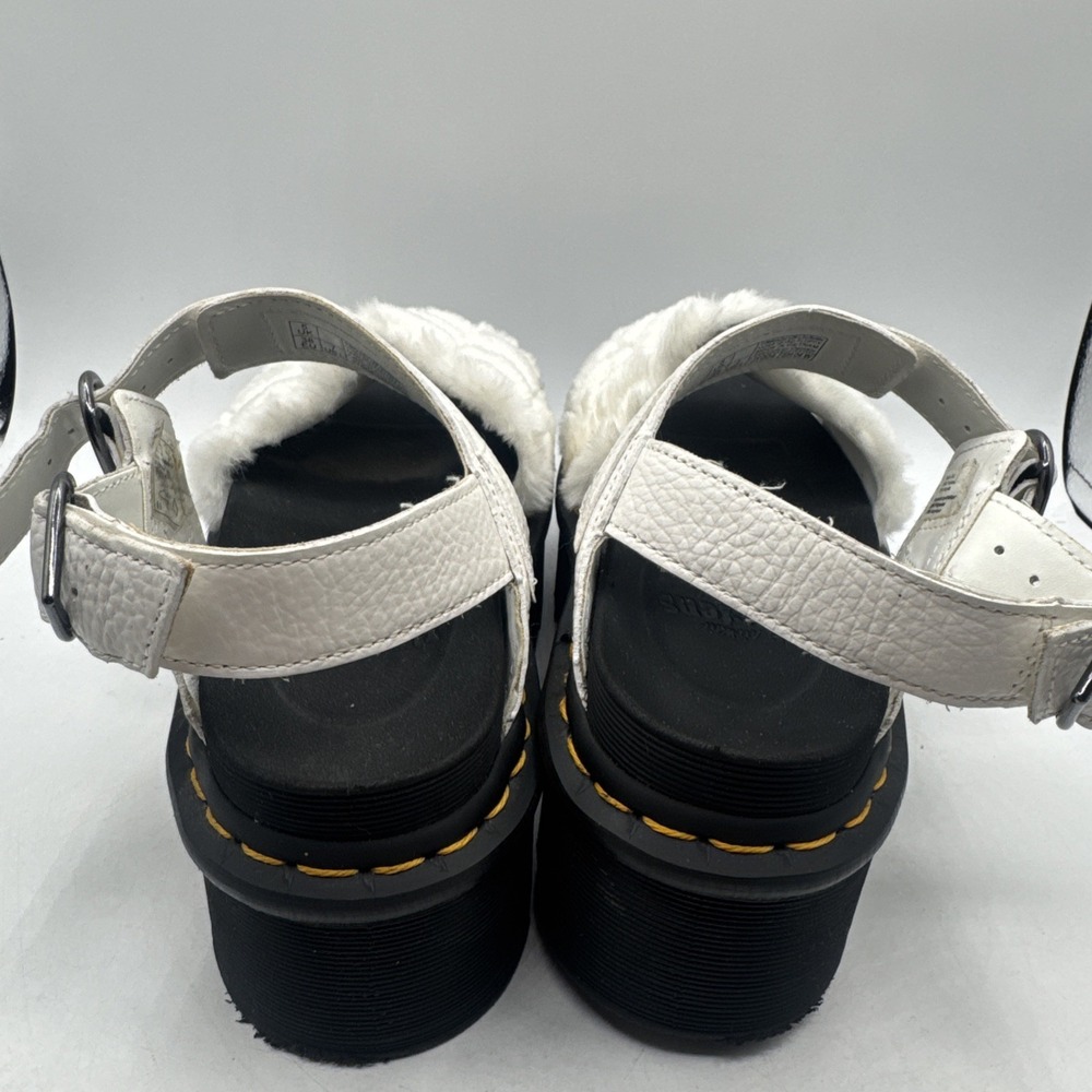 Dr Martens Voss Quad Fluffy Women's 7 Faux Fur Heart White Nappa Sandals - Picture 3 of 6